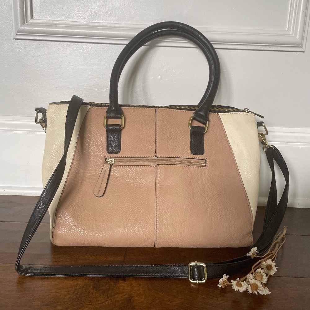 Mossimo color block tri color bag purse shoulder handbag tan white black